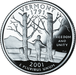 Реверс 25 центов 2001 года. Вермонт, Соединённые Штаты Америки