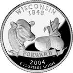 Реверс 25 центов 2004 года. Висконсин, Соединённые Штаты Америки