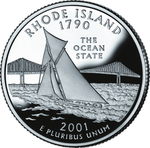 Реверс 25 центов 2001 года. Род-Айленд, Соединённые Штаты Америки