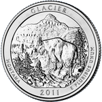 Реверс 25 центов 2011 года. Национальный парк Глейшер, США