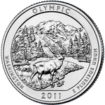 Реверс 25 центов 2011 года. Национальный парк Олимпик, США