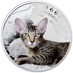 Реверс 1 доллар Ниуэ 2014 года. Яванская кошка, Ниуэ
