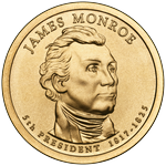 Аверс 1 доллар 2008 года. Джеймс Монро, Соединённые Штаты Америки