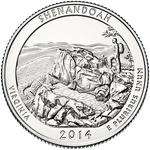 Реверс 25 центов 2014 года. Национальный парк Шенандоа, США