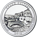 Реверс 25 центов 2012 года. Национальный исторический парк Чако, США