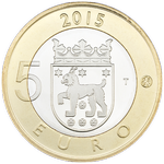 Аверс 5 евро 2015 года. Хяме (Рысь), Финляндия