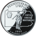 Реверс 25 центов 1999 года. Пенсильвания, Соединённые Штаты Америки