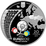 Аверс 20 гривен 2011 года. Финальный турнир чемпионата Европы по футболу 2012 года, Украина