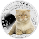 Реверс 1 доллар Ниуэ 2014 года. Шотландская вислоухая кошка, Ниуэ