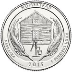 Реверс 25 центов 2015 года. Национальный памятник Хомстед, США
