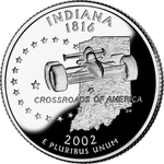 Реверс 25 центов 2002 года. Индиана, Соединённые Штаты Америки