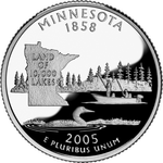 Реверс 25 центов 2005 года. Миннесота, Соединённые Штаты Америки