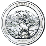 Реверс 25 центов 2012 года. Национальный парк Денали, США