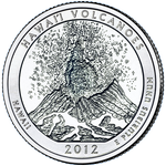 Реверс 25 центов 2012 года. Национальный парк Гавайские вулканы, США