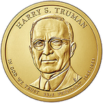 Аверс 1 доллар 2015 года. Гарри Трумен, Соединённые Штаты Америки