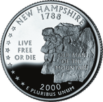 Реверс 25 центов 2000 года. Нью-Гэмпшир, Соединённые Штаты Америки